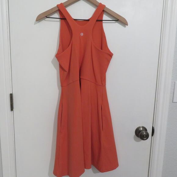Athleta Womens Small Soft Persimmon Conscious Dress Mini Dress Pockets - Picture 2 of 6